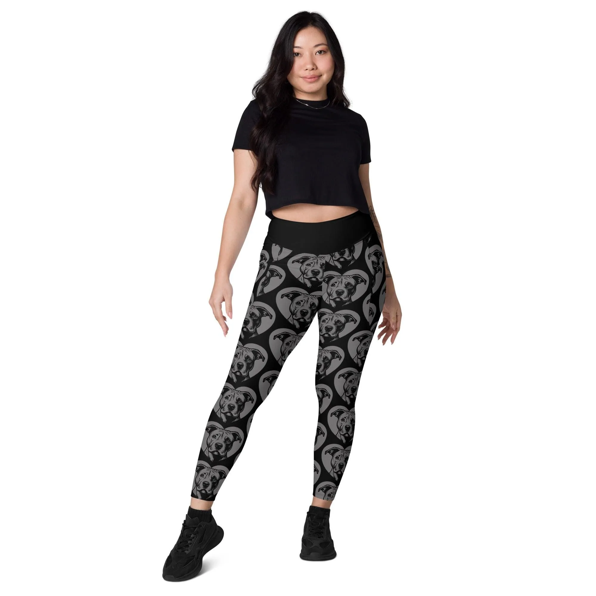 DOG BREED LEGGINGS with pockets - AMERICAN PITBULL - HERTTAHOUND - grey