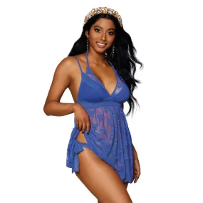 Dreamgirl Lingerie Sheer lace babydoll and thong set - 12928