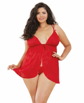 Dreamgirl Plus Size Lacy Babydoll & Panty Set