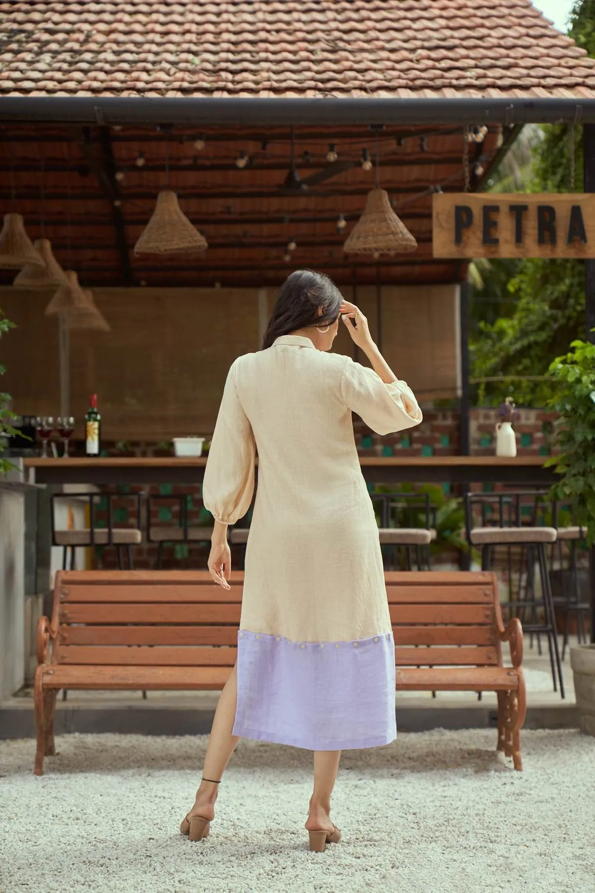 Dreamy Lavender Detachable Hemp and Linen Dress