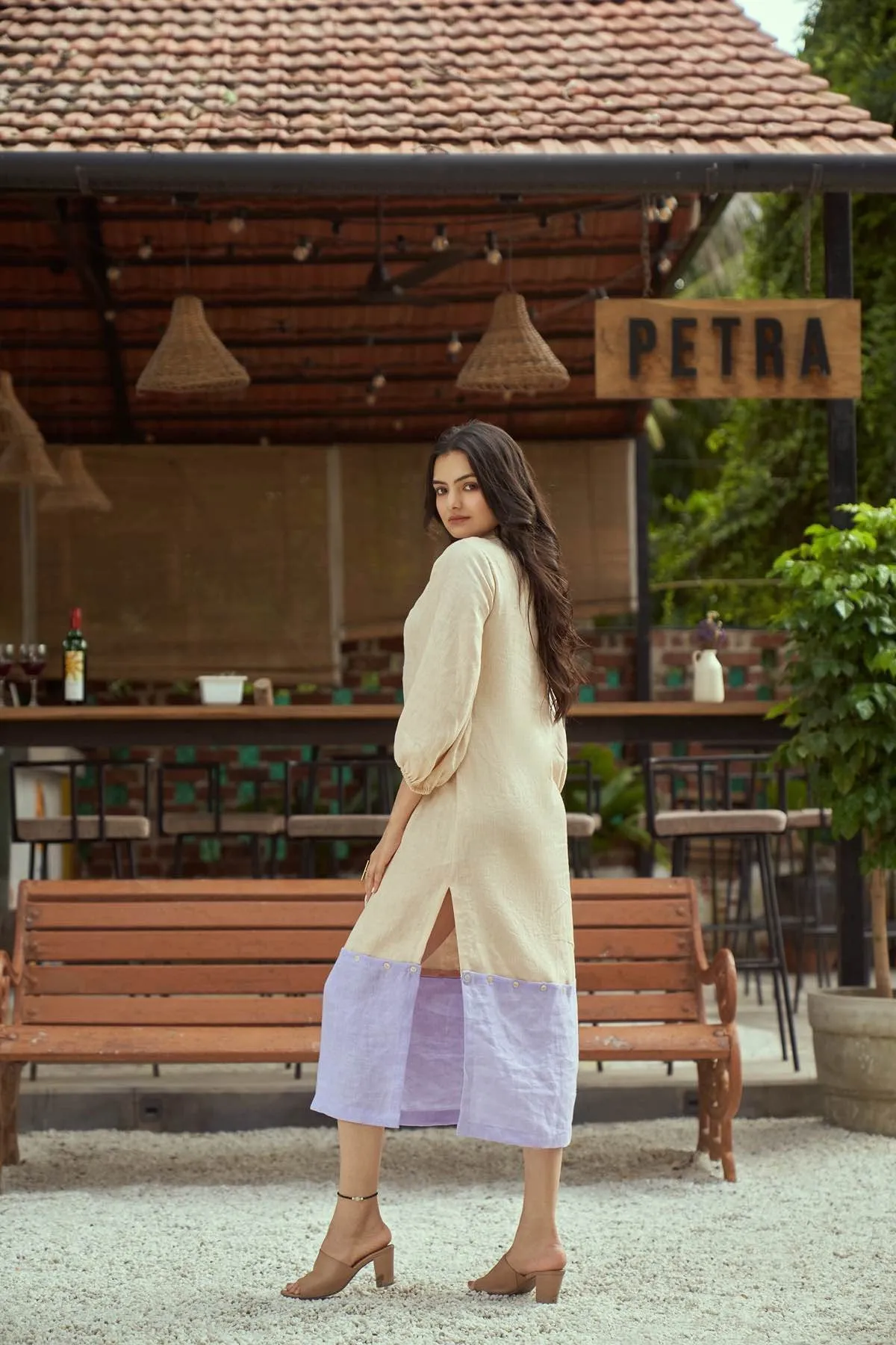 Dreamy Lavender Detachable Hemp and Linen Dress