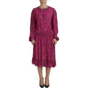 Dsquared² Fuchsia Stars Embellished Long Sleeves Dress