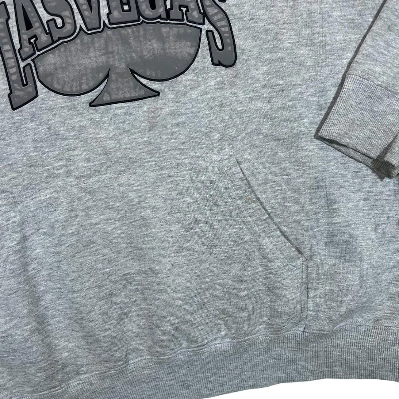 Early 00's LAS VEGAS Embossed Souvenir Spellout Graphic Grey Pullover Hoodie