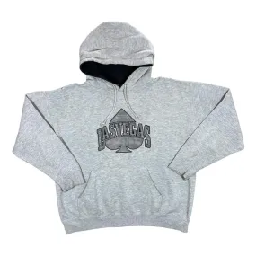 Early 00's LAS VEGAS Embossed Souvenir Spellout Graphic Grey Pullover Hoodie
