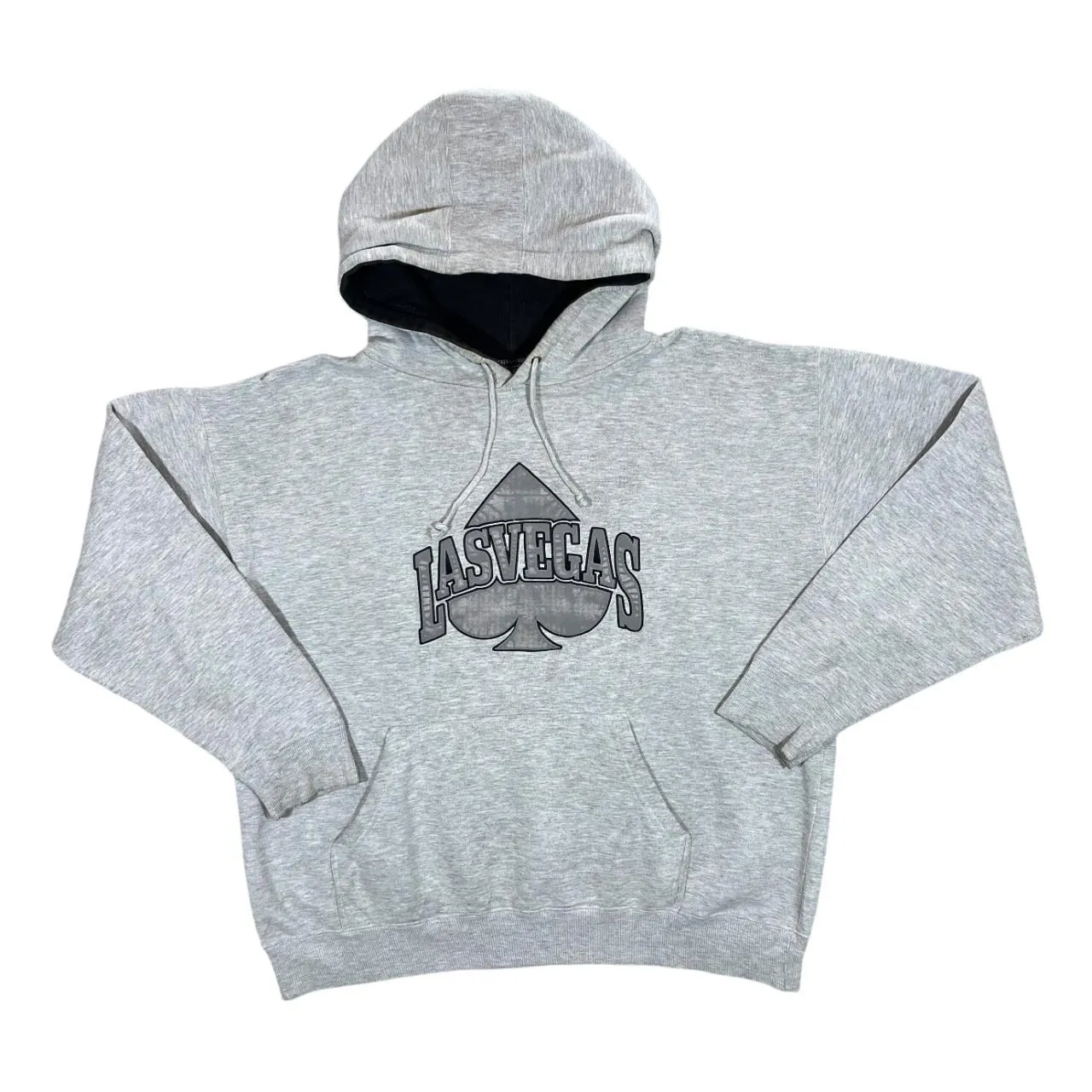 Early 00's LAS VEGAS Embossed Souvenir Spellout Graphic Grey Pullover Hoodie