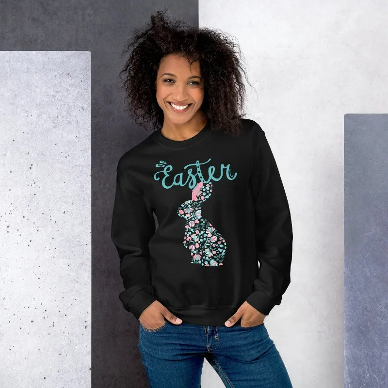 Easter Floral Bunny Pullover Sweatshirt