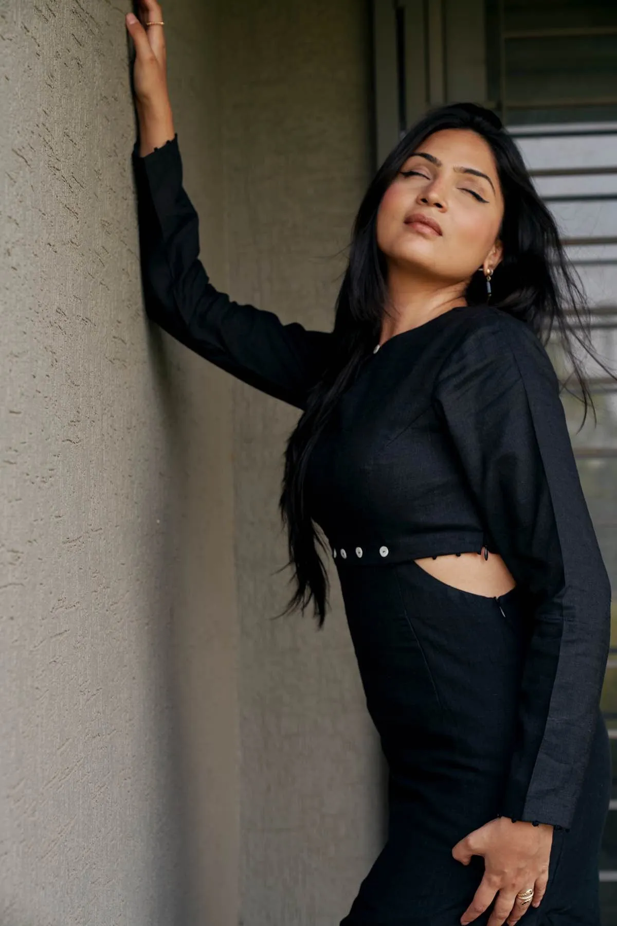 Ebony Ash Slate Detachable Bamboo Hemp Dress