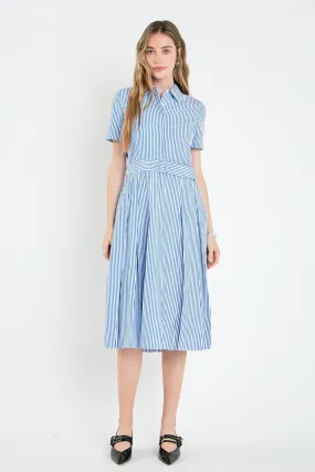 English Factory - Striped Belted Midi Dress