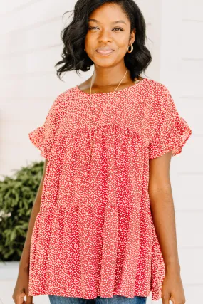 Enjoy The Day Red Polka Dot Top