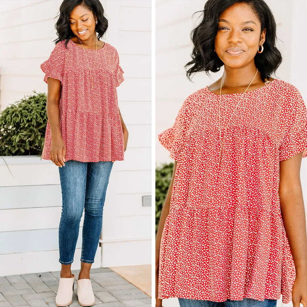 Enjoy The Day Red Polka Dot Top