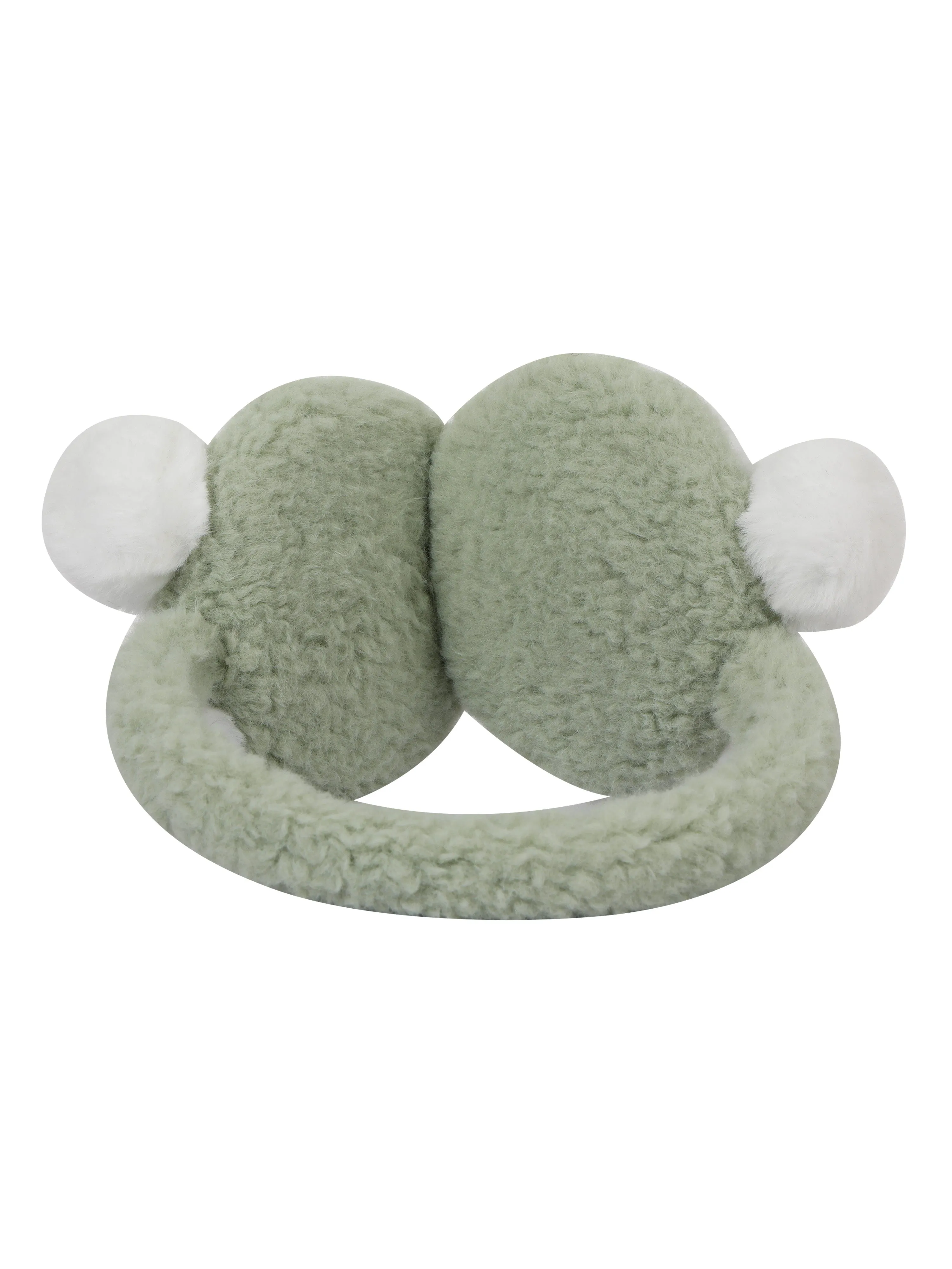 Fabseasons Green Pompom Winter Ear Muffs for Kids and Adults: Keep Warm Outdoors
