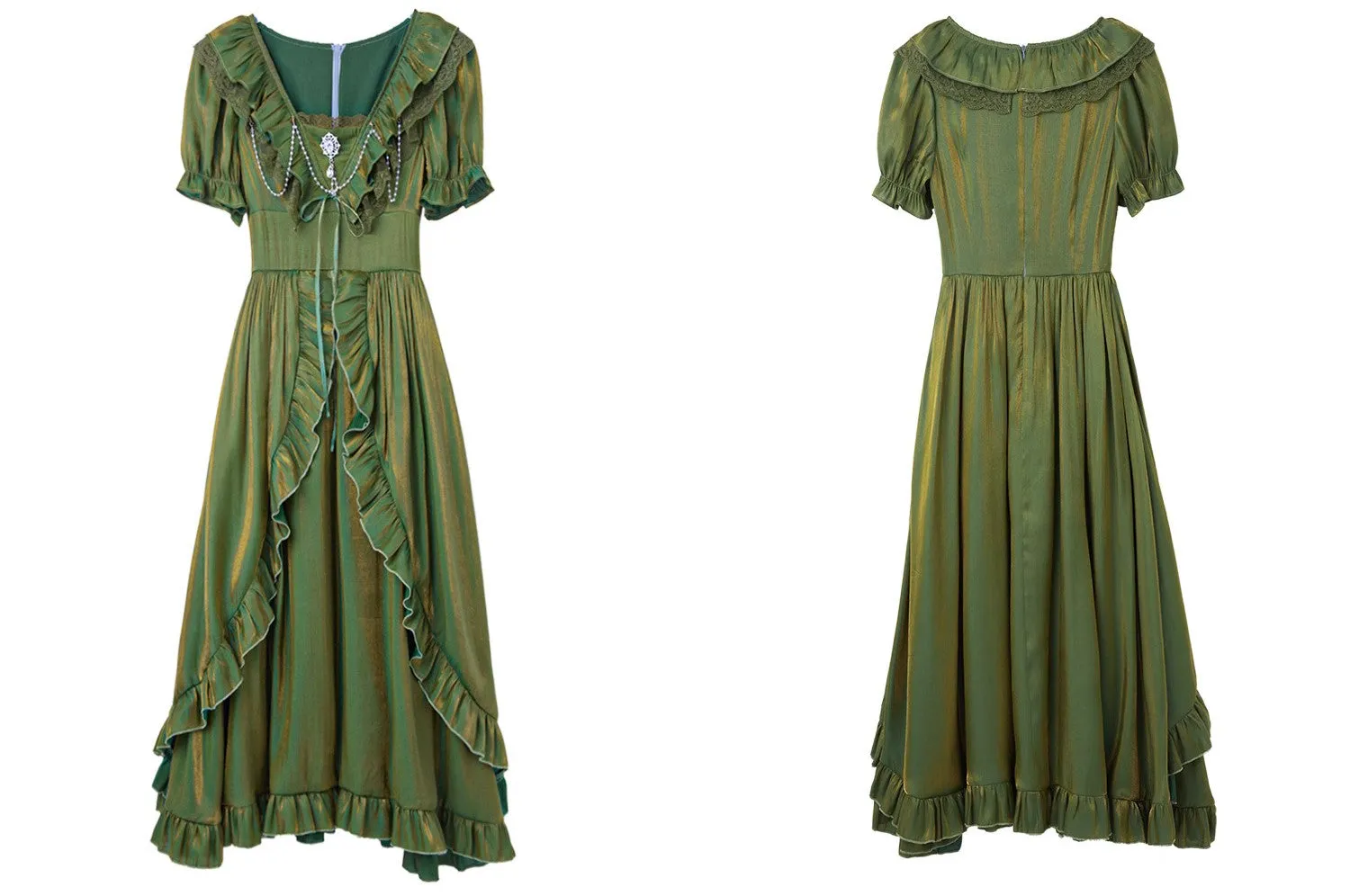 Fairycore Ruffled Green Dress