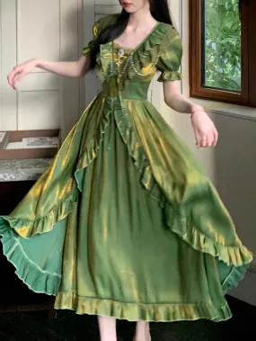 Fairycore Ruffled Green Dress