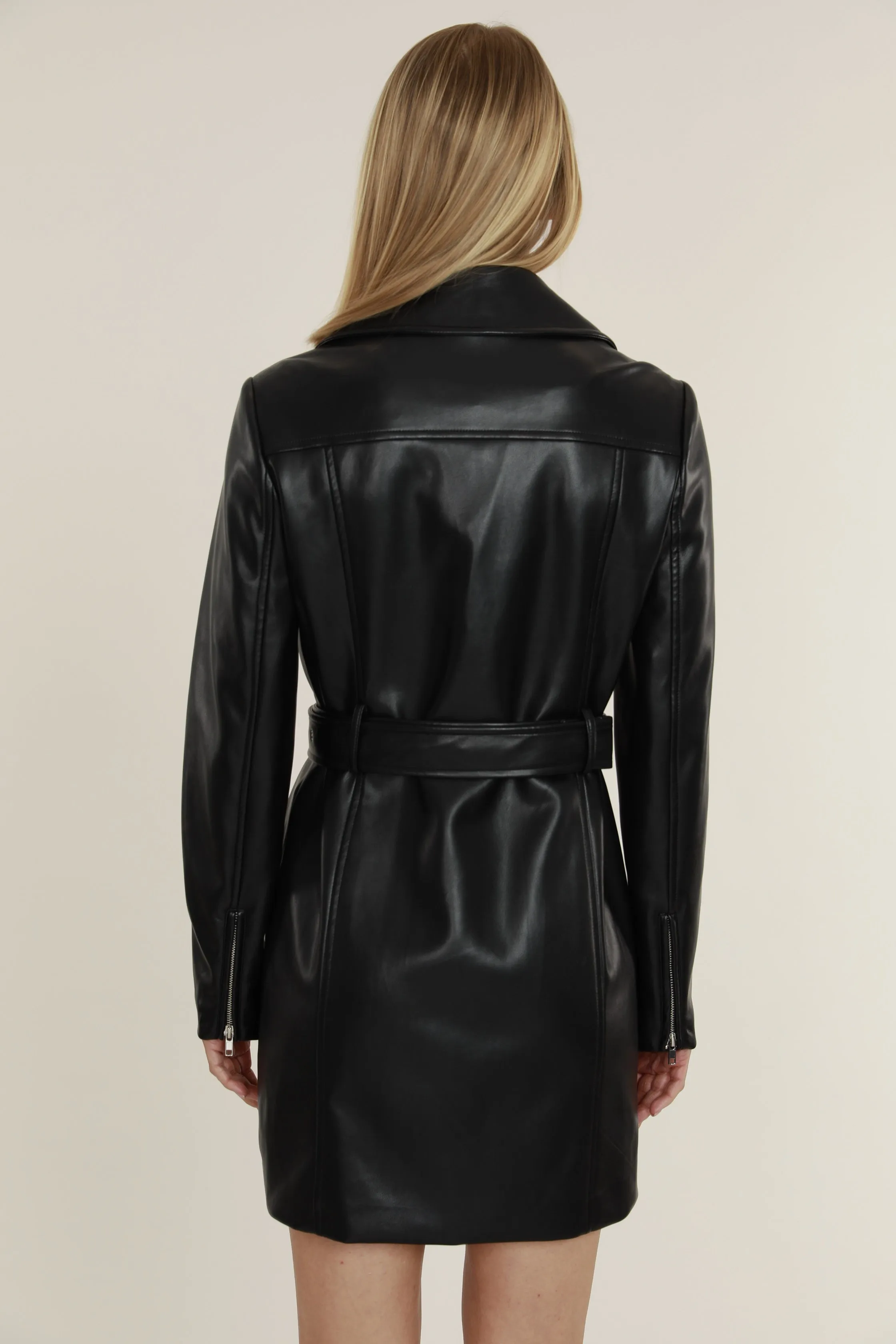 Faux Leather Moto Dress