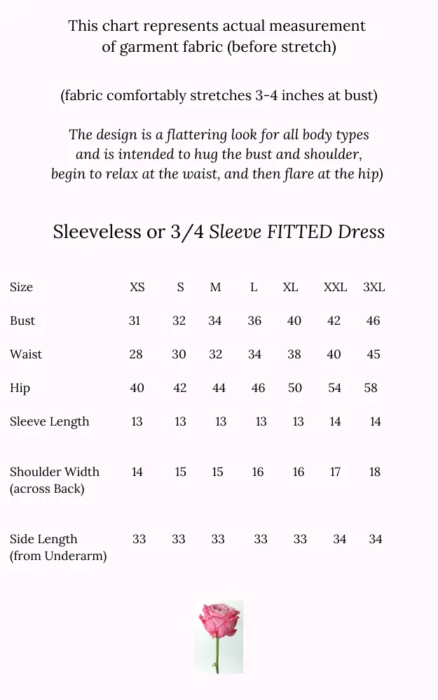 Fitted Tank Dress 3/4 Sleeve - Hemp
