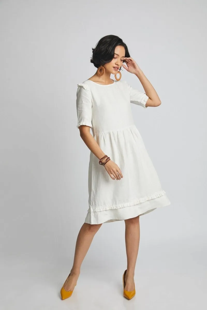 Flare Ruffles Dress White