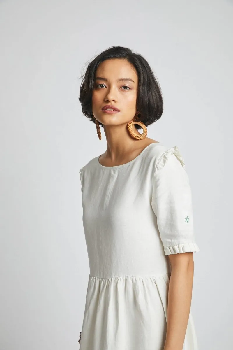 Flare Ruffles Dress White