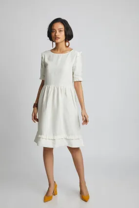 Flare Ruffles Dress White