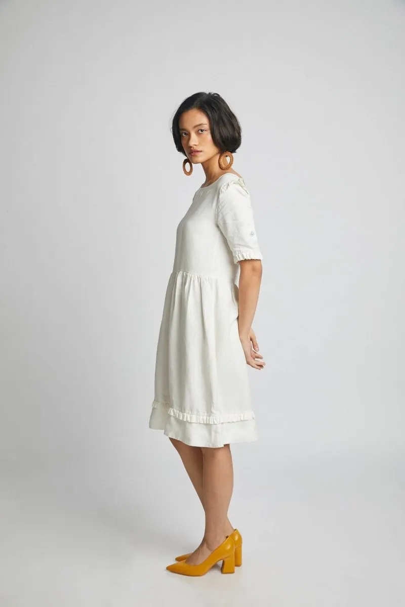 Flare Ruffles Dress White