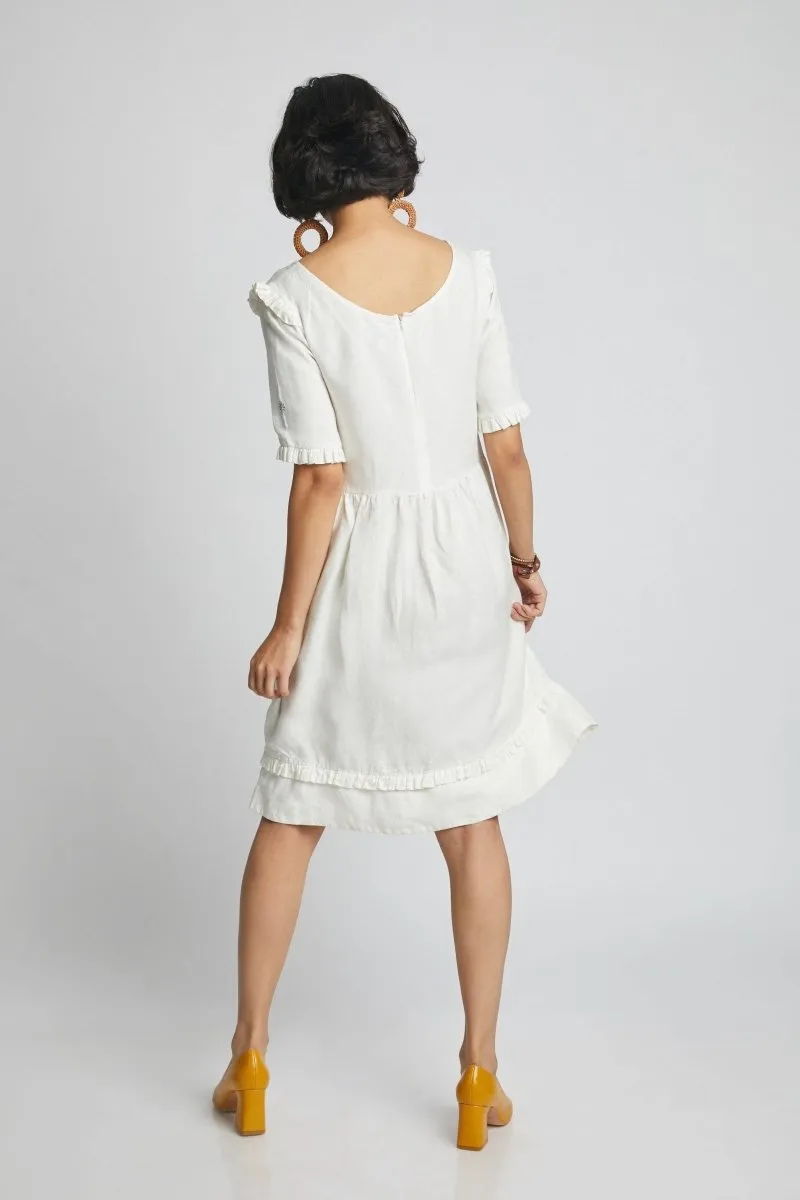 Flare Ruffles Dress White