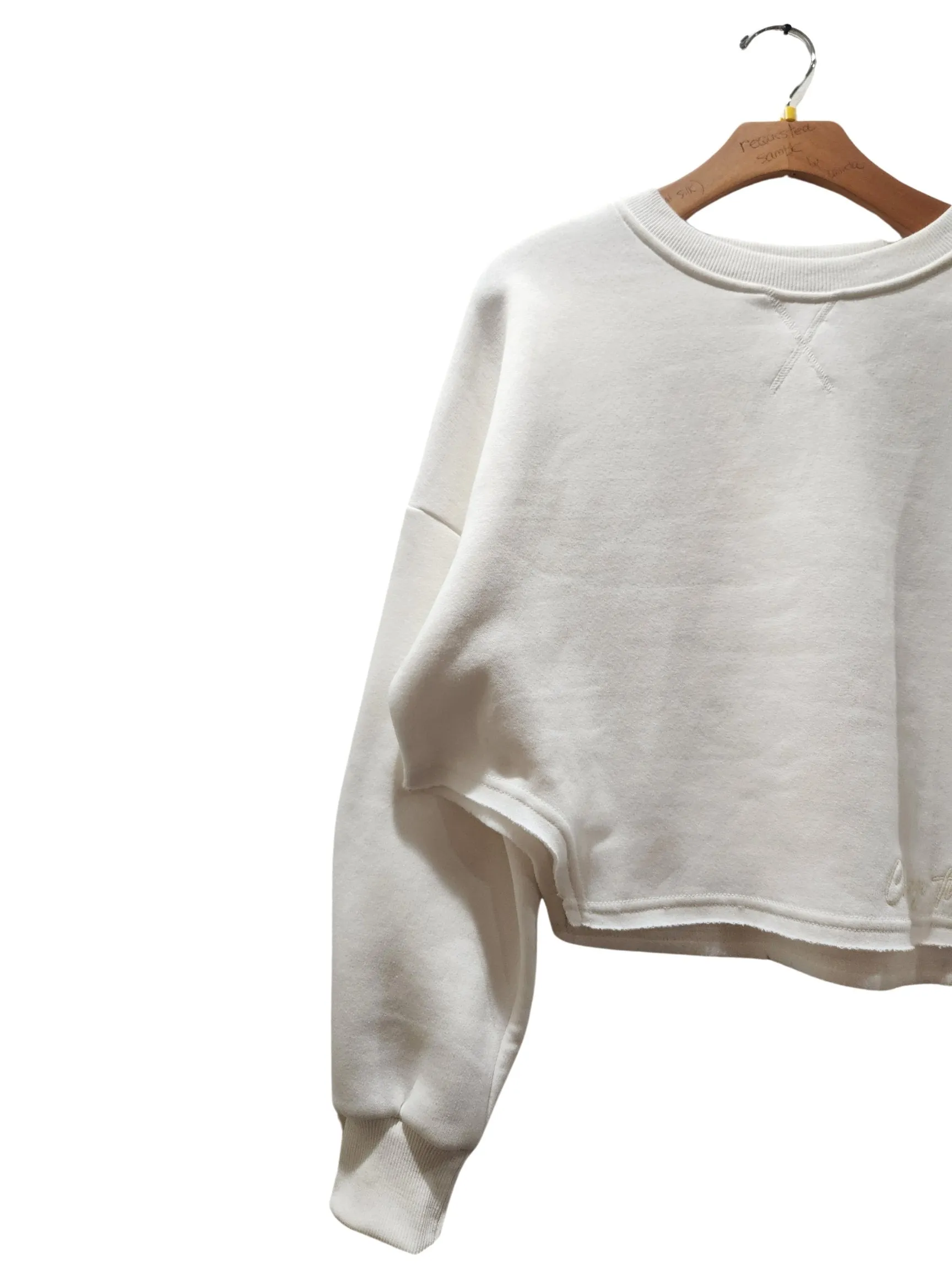 Fleece Long Sleeve Crop Top With Slit