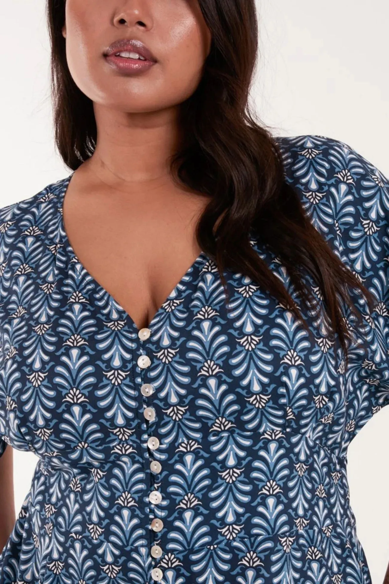 Fleur Button through Dress - PLUS SIZE