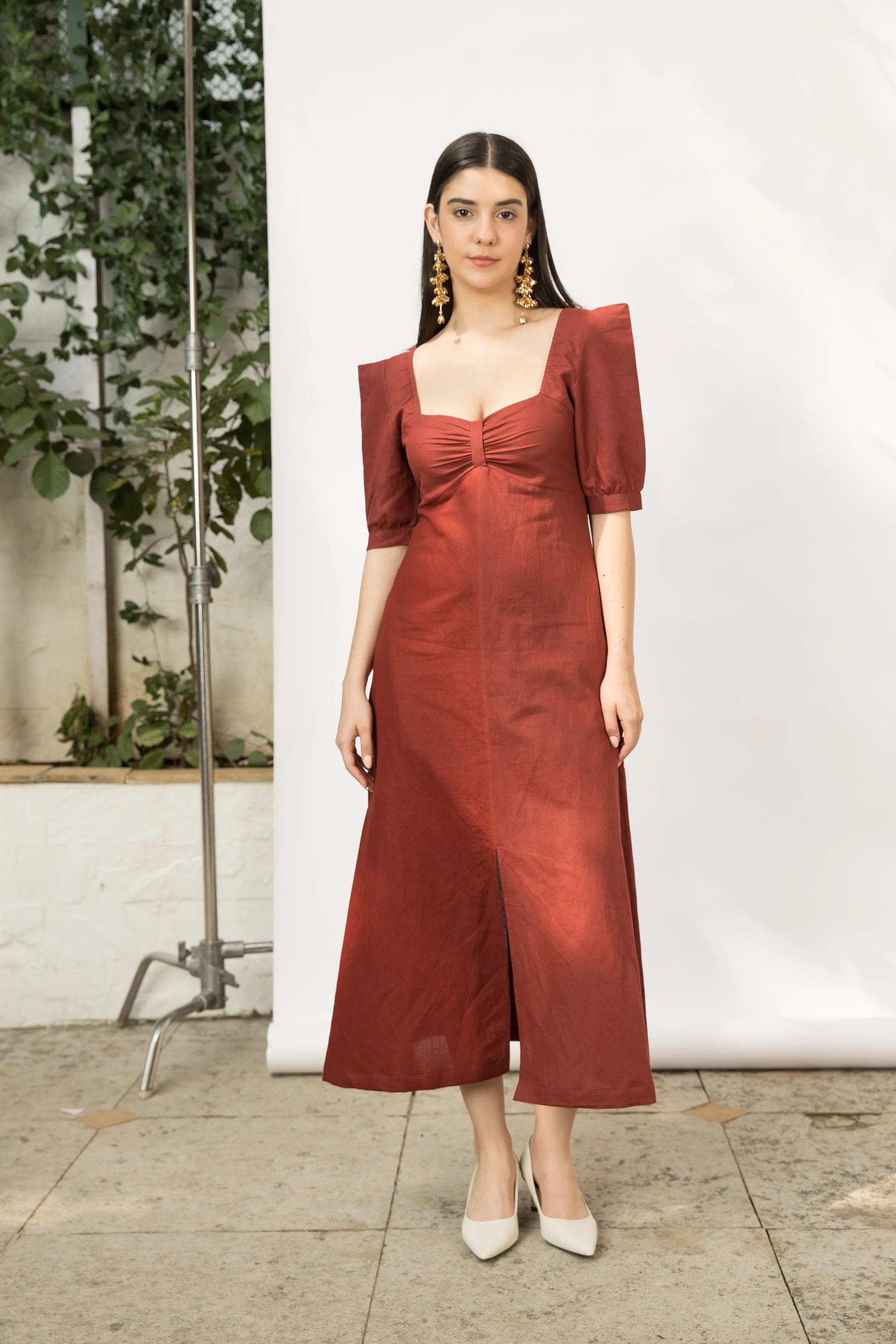 Front Slit Midi Dress