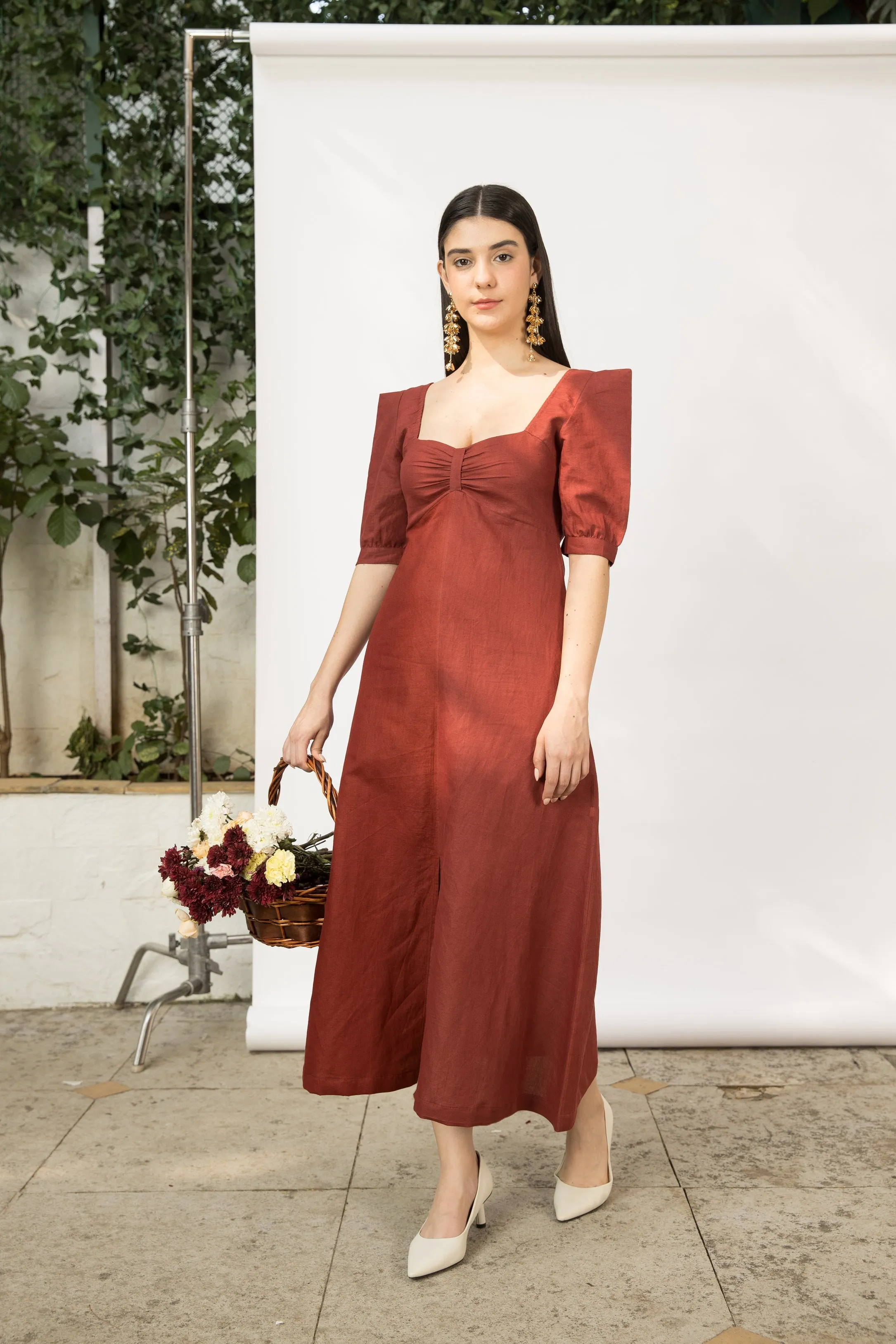Front Slit Midi Dress
