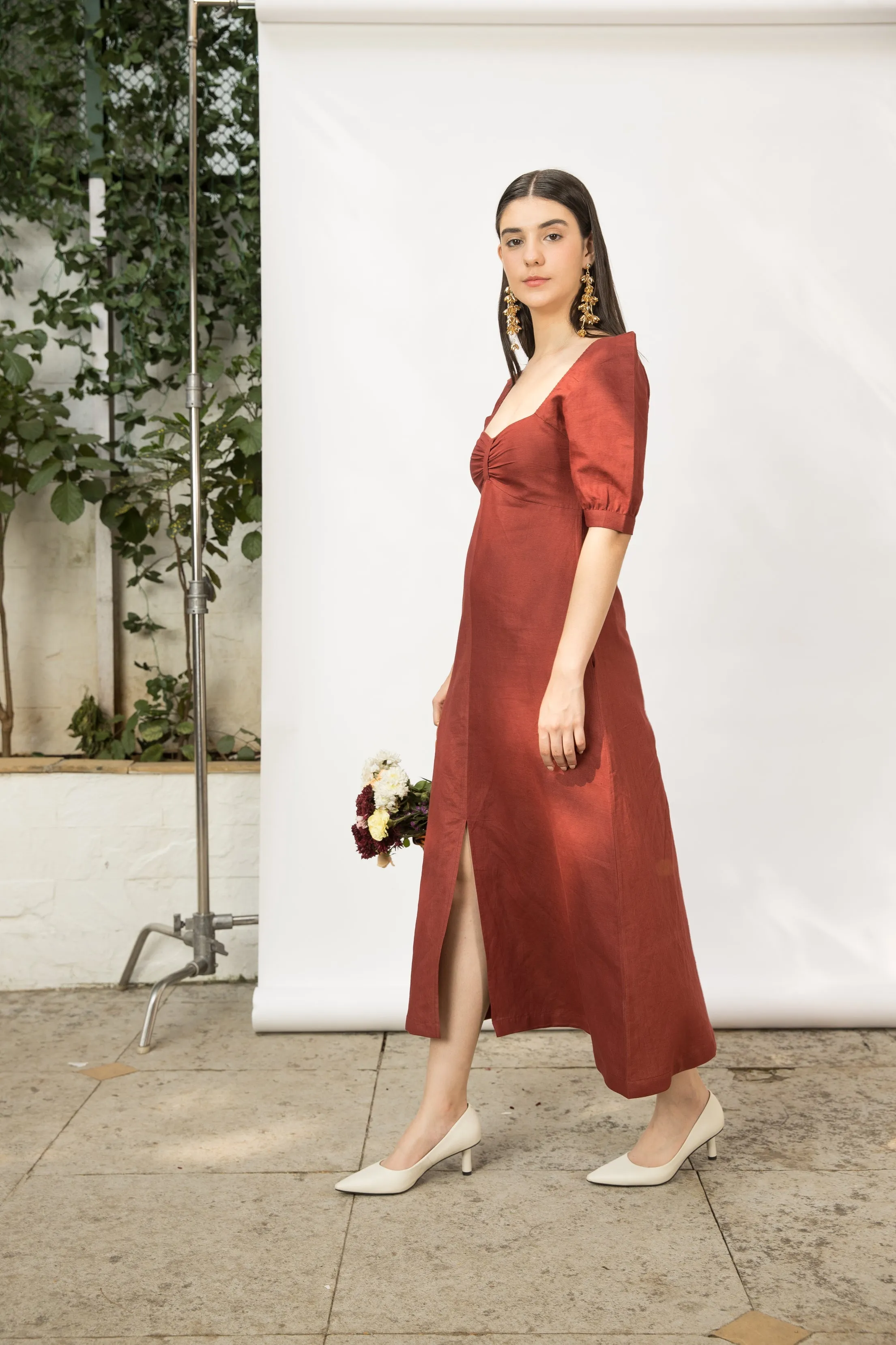 Front Slit Midi Dress