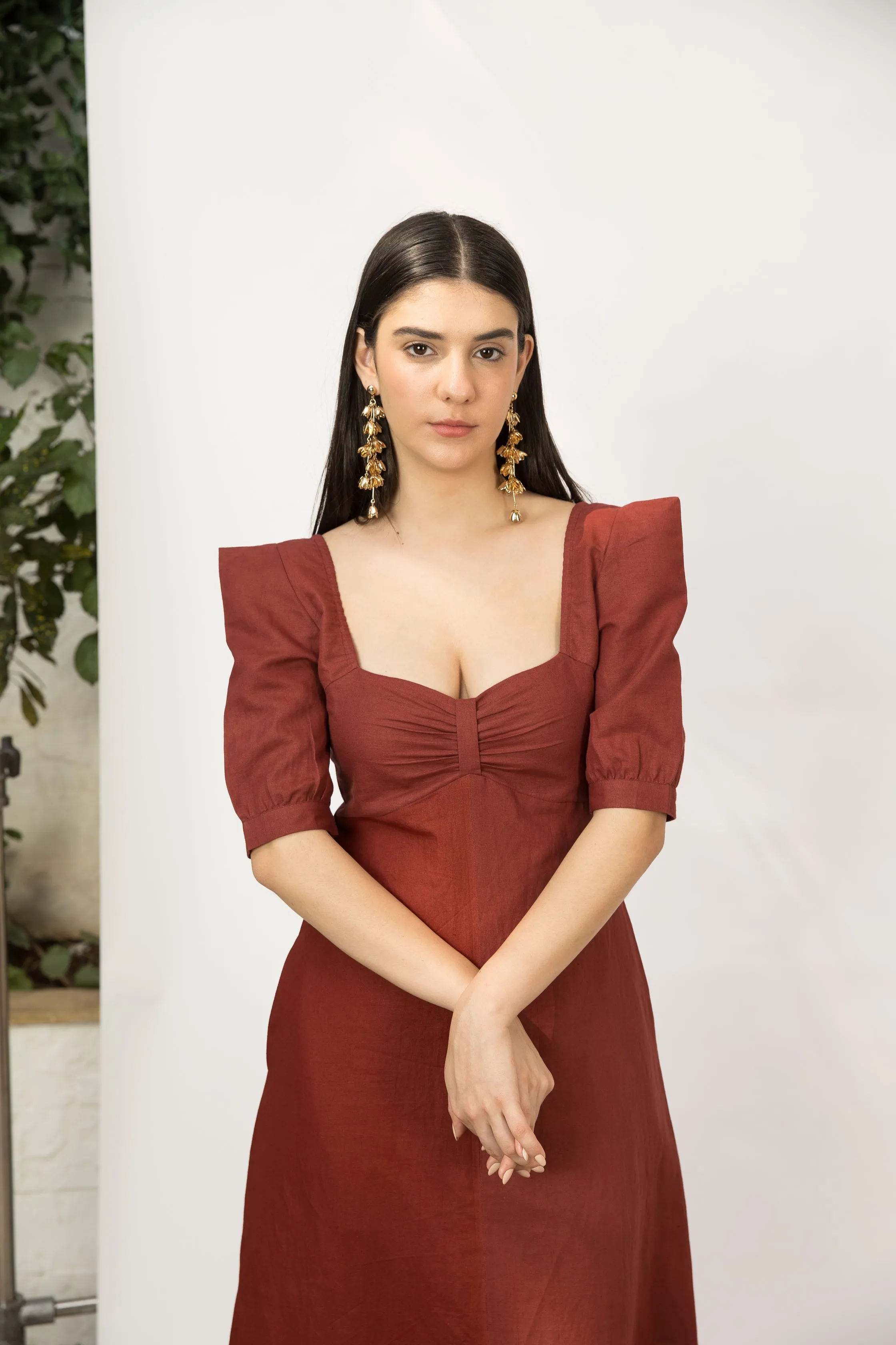 Front Slit Midi Dress