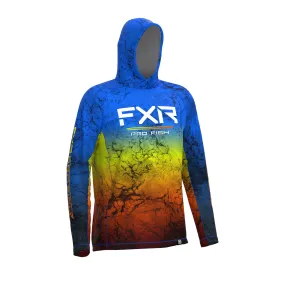 FXR Mens Derby Air UPF Pullover Hoodie Blue Inferno Ripple