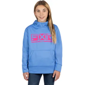 FXR Youth Podium Tech Pullover Hoodie Tranquil Blue/Razz