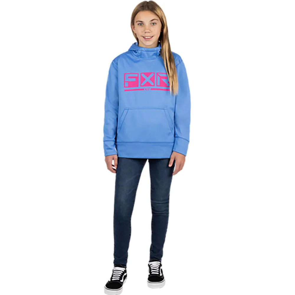 FXR Youth Podium Tech Pullover Hoodie Tranquil Blue/Razz