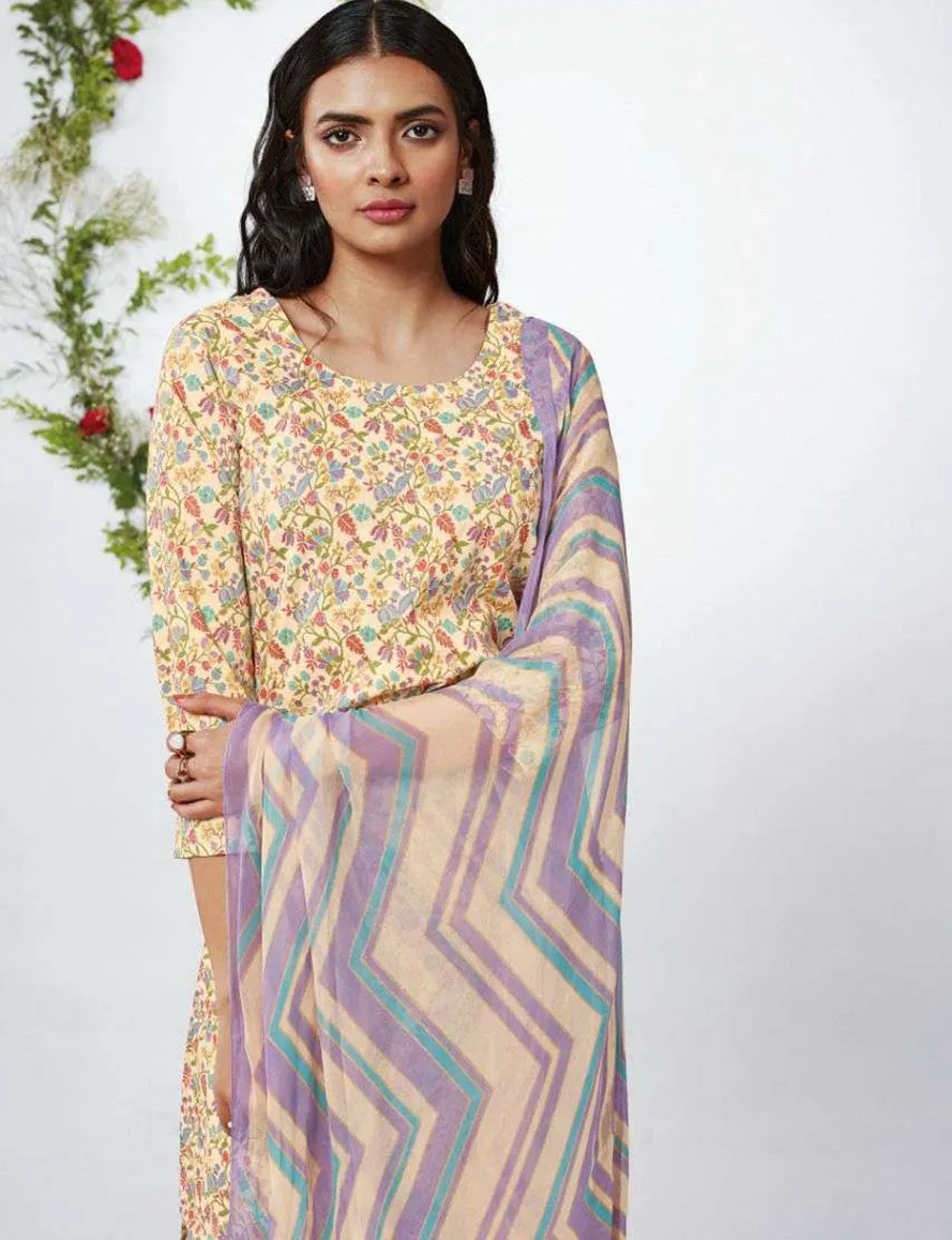 Ganga Fashion Floral Print Pure Cotton Unstitched Suit