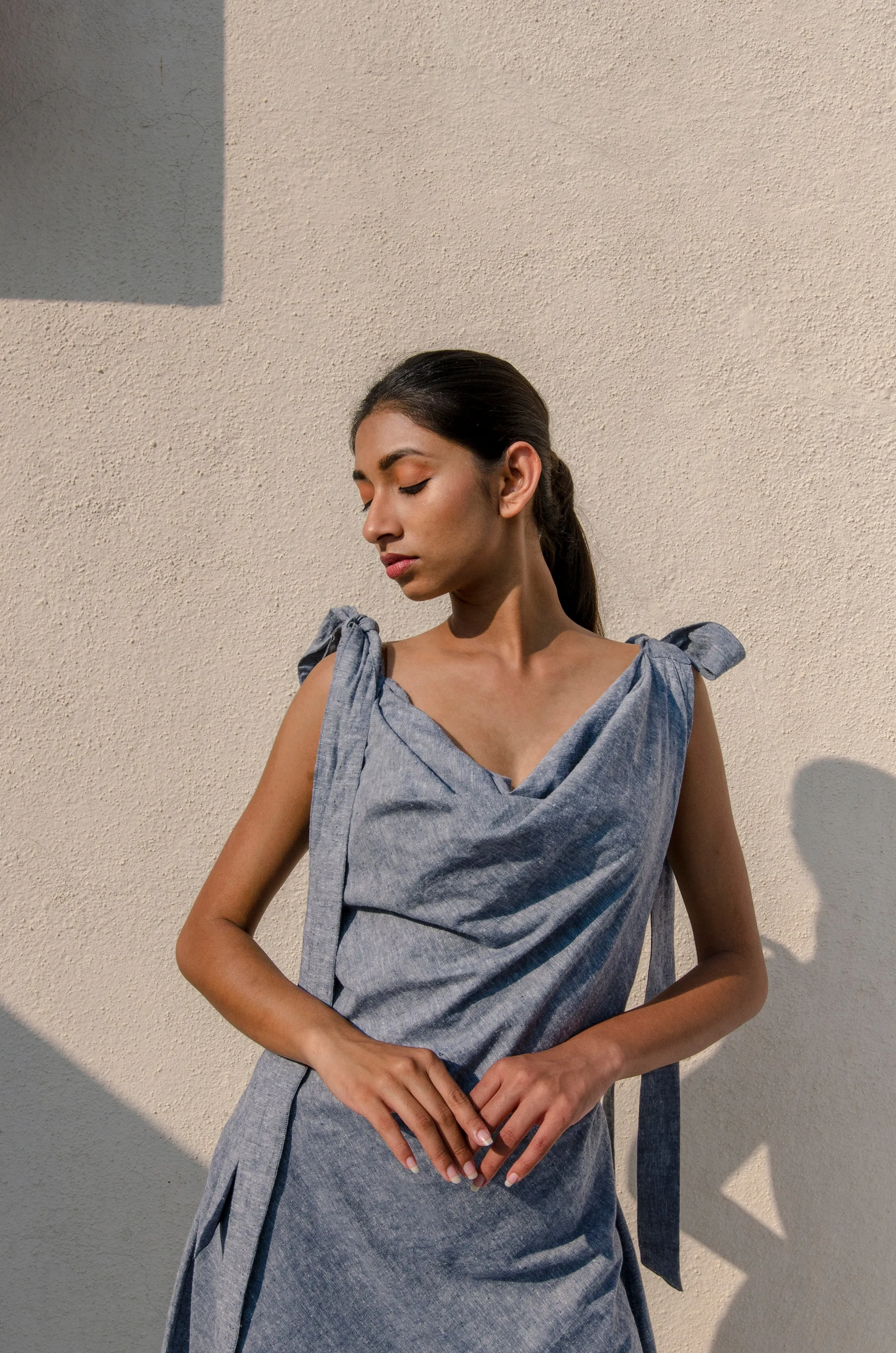 Grey Cowl Dress