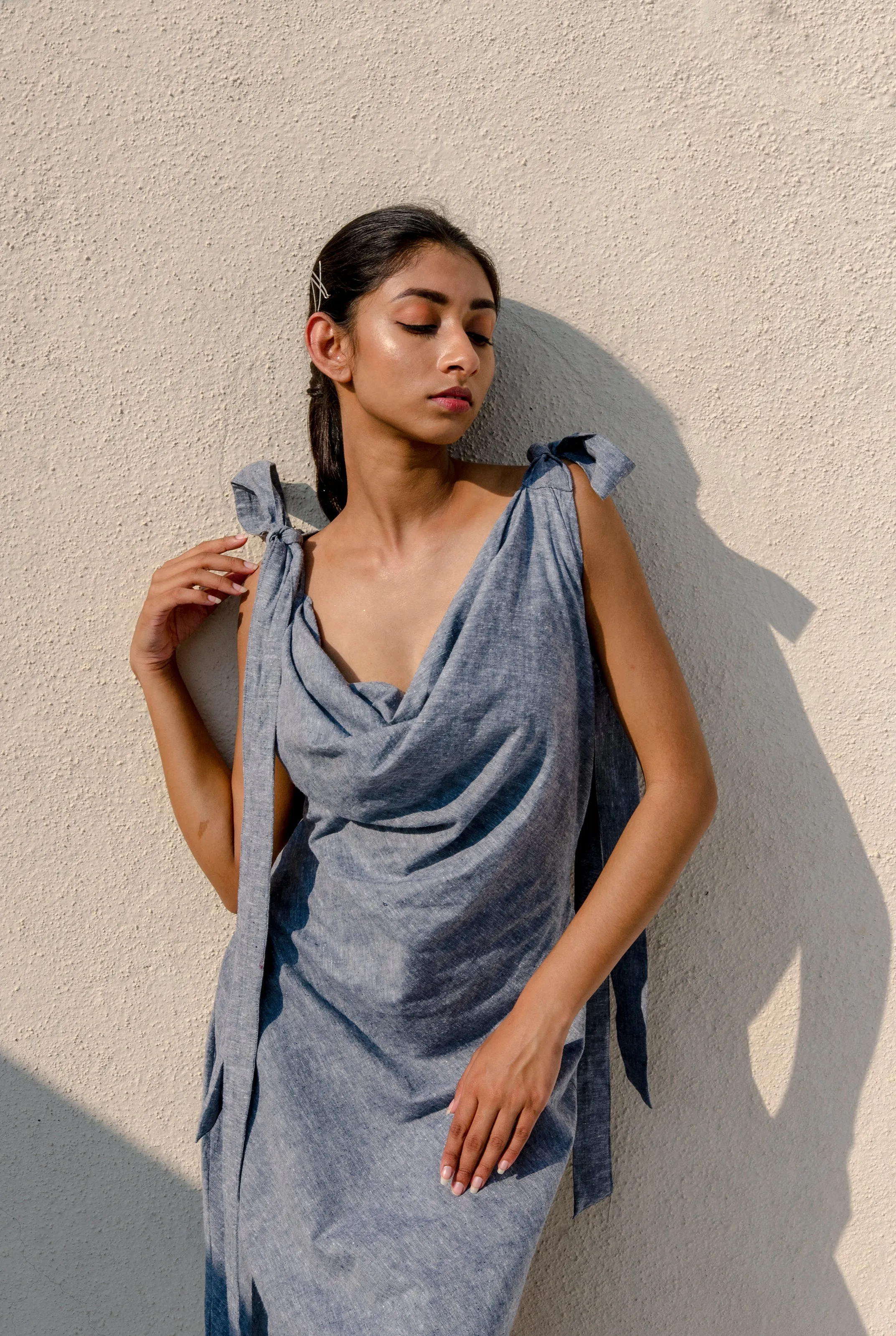 Grey Cowl Dress