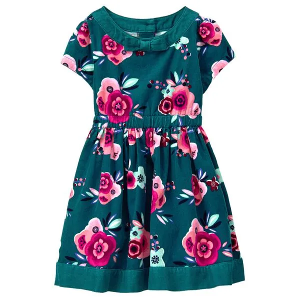 Gymboree Girls NWT Ready Jet Go Floral Corduroy Dress (4T)