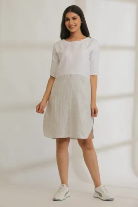 Half-N-Half Striped Hemp Dress