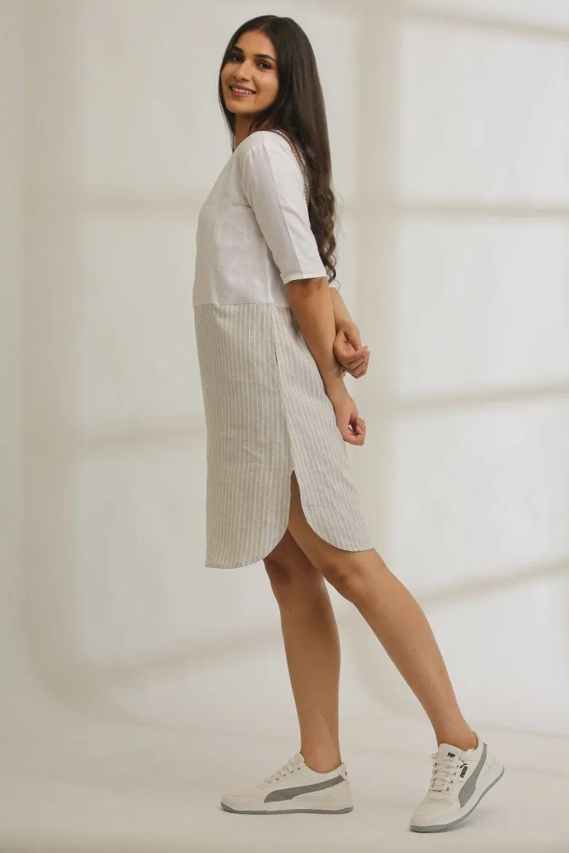 Half-N-Half Striped Hemp Dress