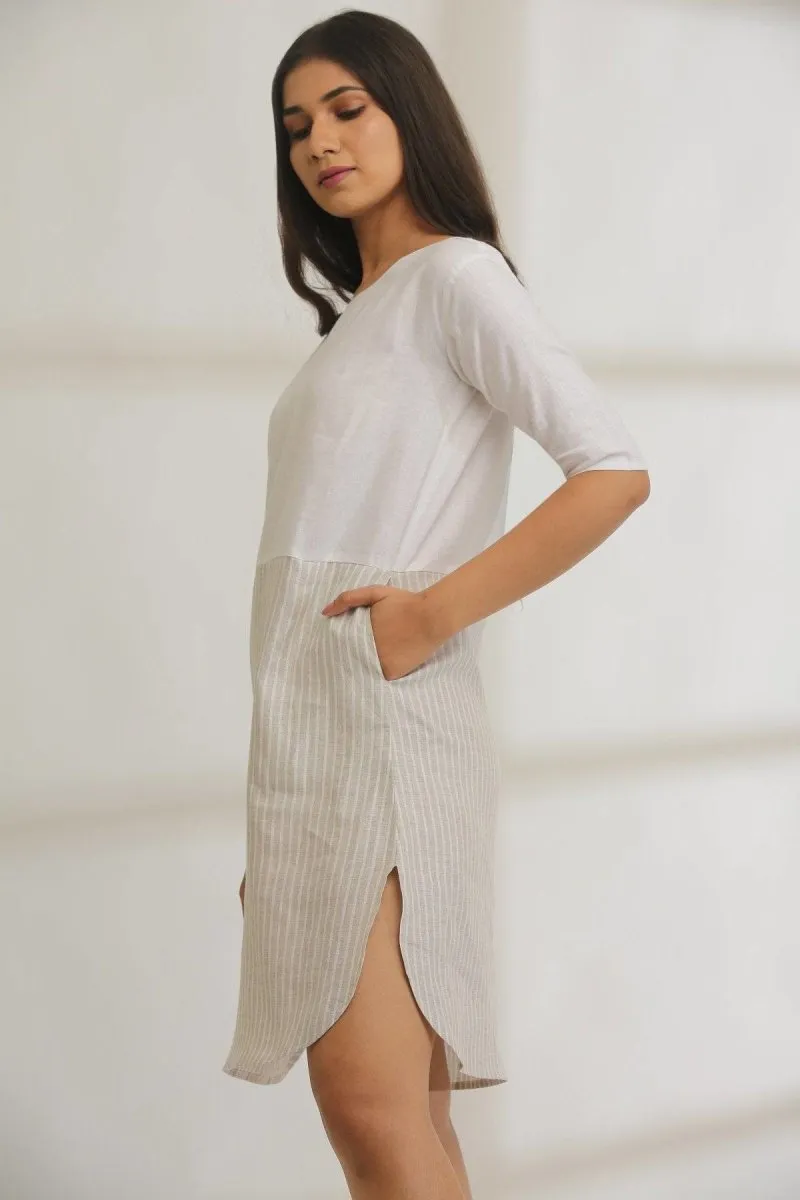 Half-N-Half Striped Hemp Dress