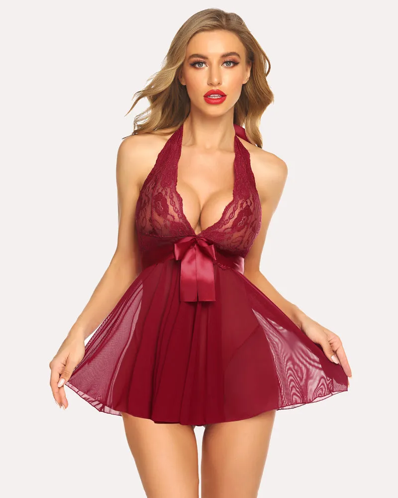 Heart Lace Halter V Babydolls