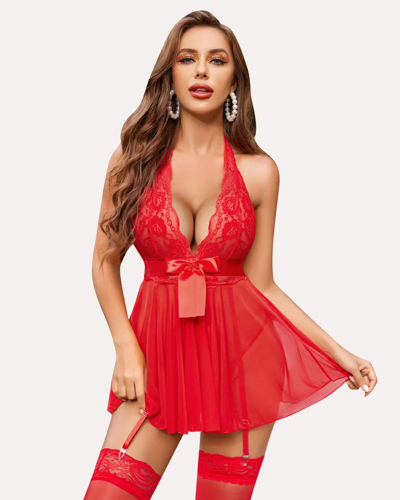 Heart Lace Halter V Babydolls