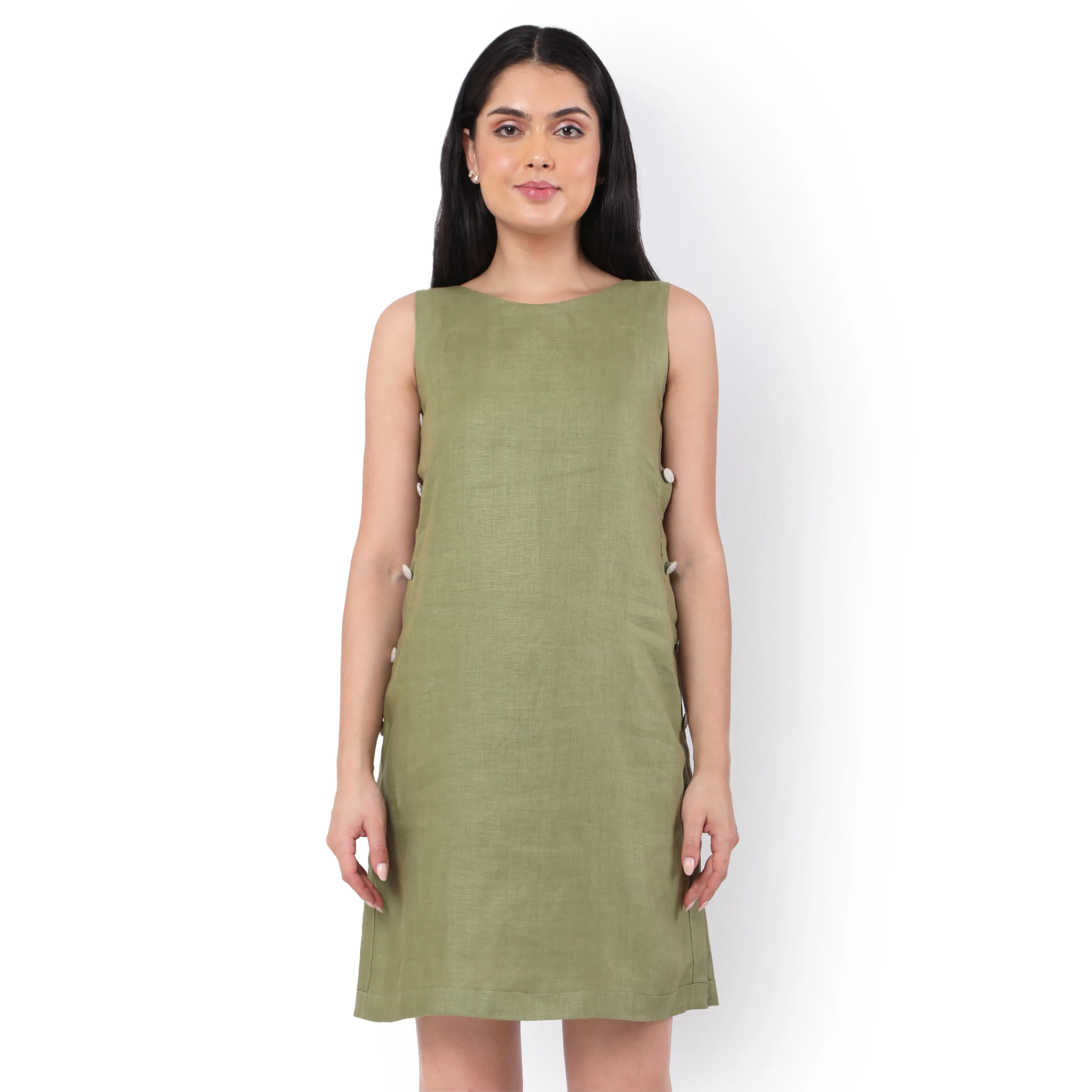 Hemp Olive Sleeveless Dress