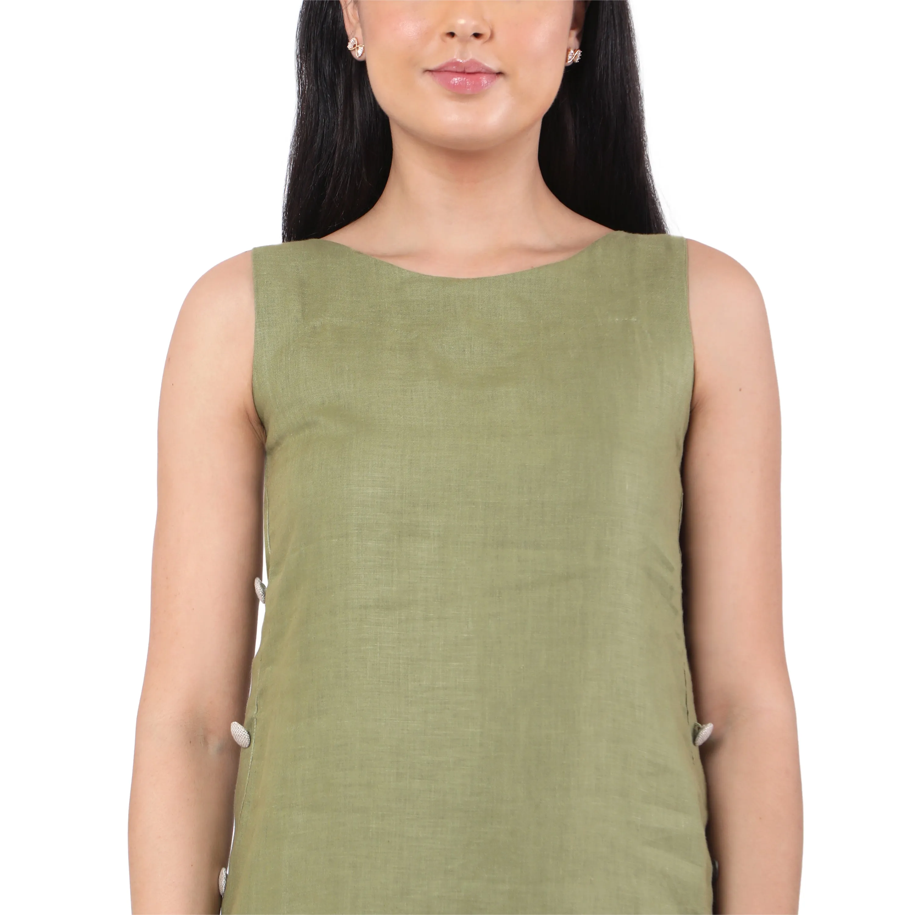 Hemp Olive Sleeveless Dress