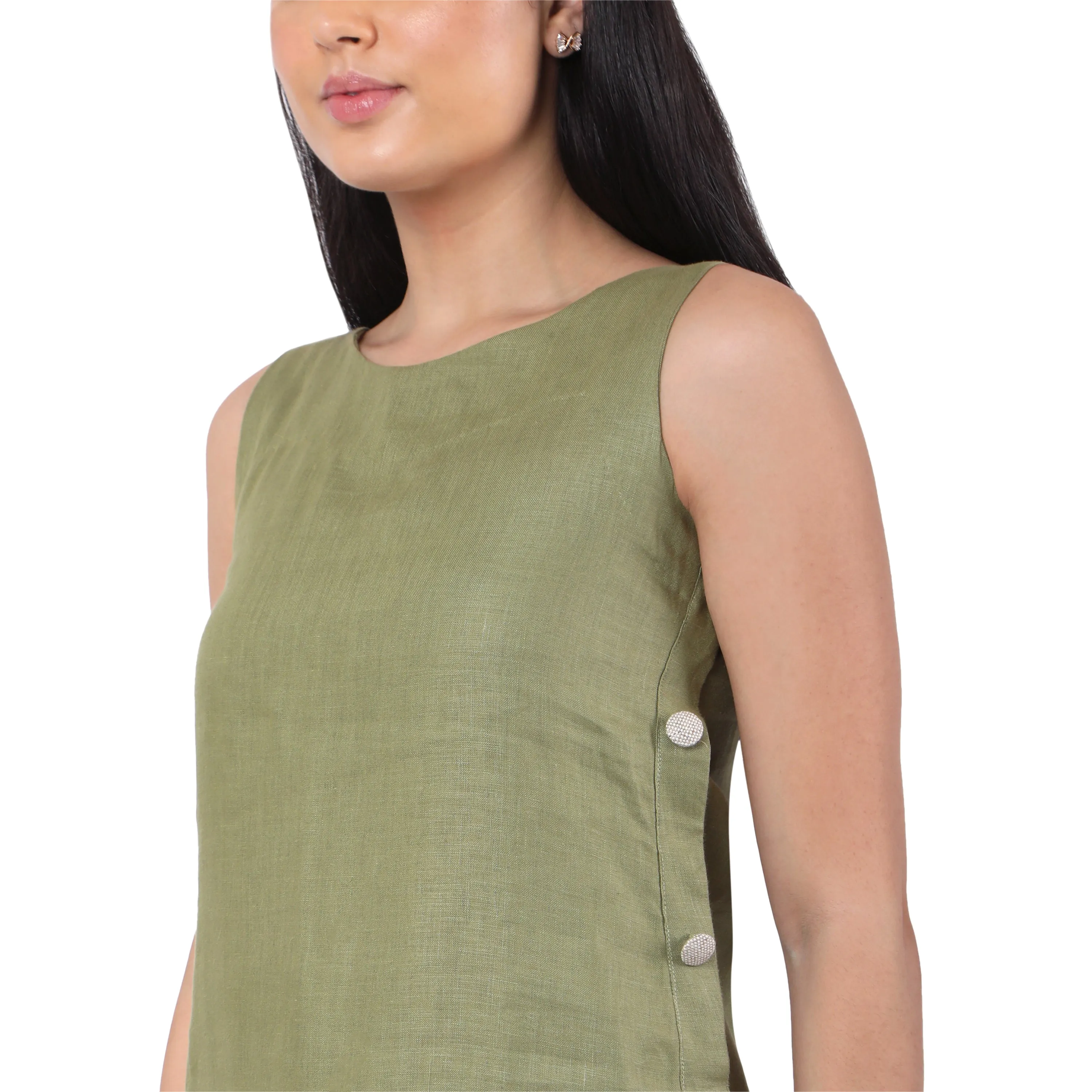 Hemp Olive Sleeveless Dress