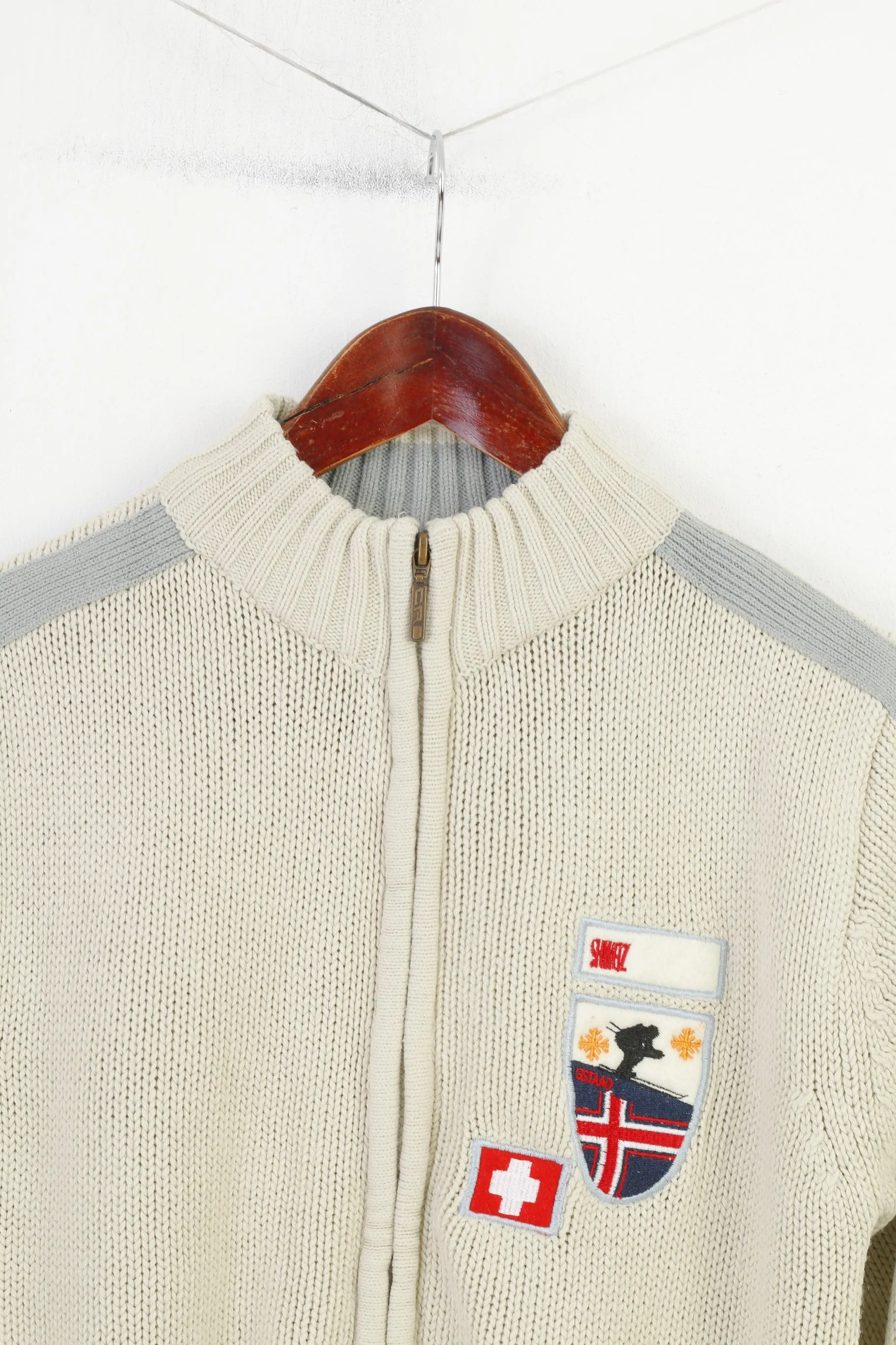 Hewlett Boys S 16 Age Jumper Full Zipper Beige Cotton Sweater Winter Collar Vintage Top