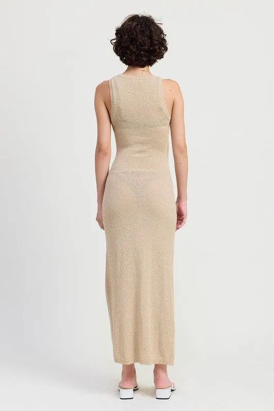 HIGH SLIT MAXI SLEEVELESS DRESS