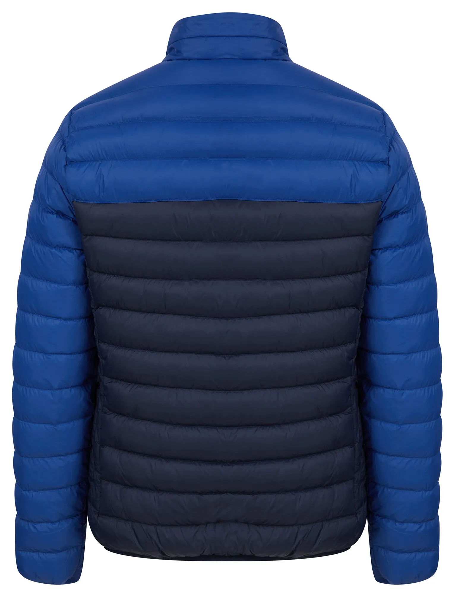 Inali Colour Block Funnel Neck Quilted Puffer Jacket with Fleece Lined Collar in Sodalite Blue - Tokyo Laundry