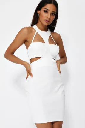 Ivory Cupped Cut Out Bodycon Dress
