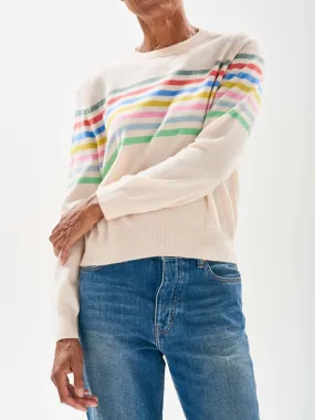 Jumper 1234 Cashmere Multi Stripe Block Crew in Cream